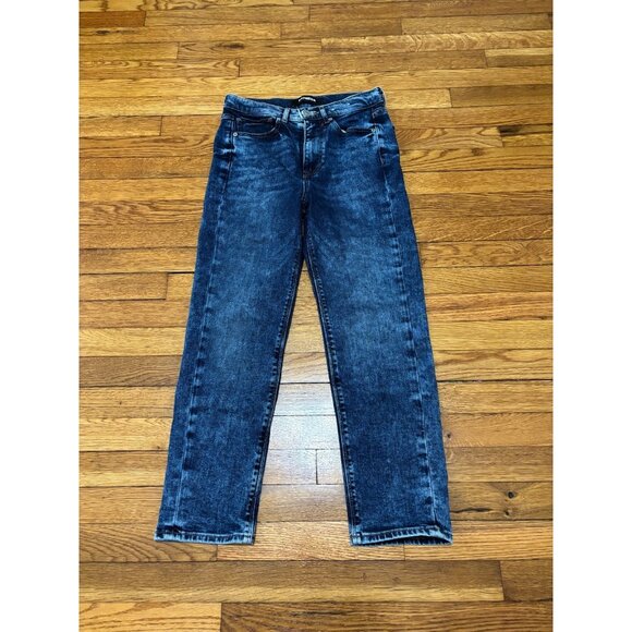Express Denim - Express Womens Mom Jeans Size 4 4R Blue Dark Wash Stretch Denim Super High Rise